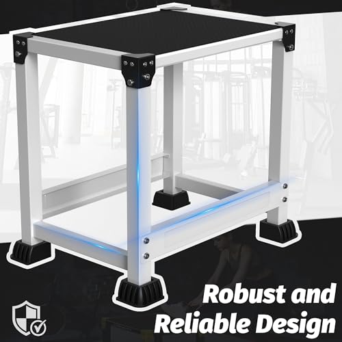 GanFindX Steel Plyo Box 12 Inch with 15 * 12 Inch Surface Metal Plyometric Jumping Box Home Gym Jump Trainer for Fitness Exercise Agility Stamina Conditioning Strength Training, White