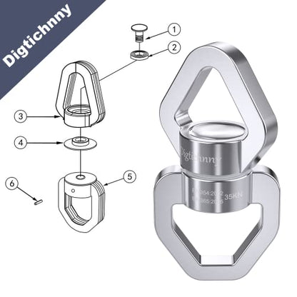 Swivel Hook for Swing, Safety Swing Swivel with 2 Carabiners, Rotational Device Swing Spinner for Web Tree Tire Rope Swing, Aerial Dance, Children’s Swing - style: Silver-1 Pack with 2 Carabiners