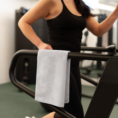 S&T INC. Microfiber Gym Towels, Yoga Towel for Home and Gym Bag, 16 Inch x 27 Inch, 3 Pack - color: Light Grey