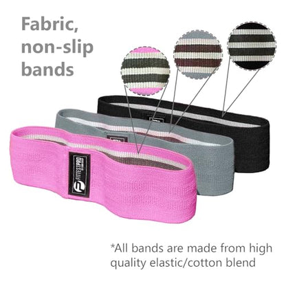 Fittest Pro by Limm Resistance Bands for Legs and Butt, Fabric Exercise Loop Bands Yoga, Pilates, Rehab, Fitness and Home Workout, Strength Bands for Booty - color: Pink Fabric Booty Bands