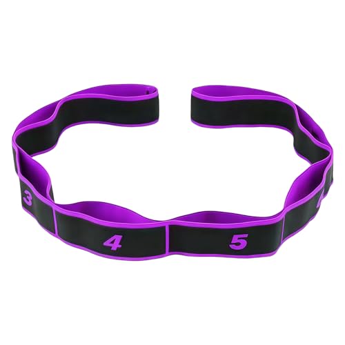 Resistance Exercise Band for Women, 8 Segment Yoga Elastic Strap for Stretching, Pilates Resistance Loop & Leg Stretcher, Tension Pull Rope for Workout, Physical Therapy, Fitness, Home Gym - color: Purple