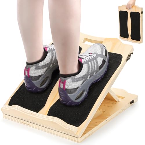 Wooden Slant Board for Calf Stretching, Portable Squat Incline Board for Knees Ankle Leg Heel, Adjustable 5 Angles Calf Stretch Wedge for Exercise, Physical Therapy