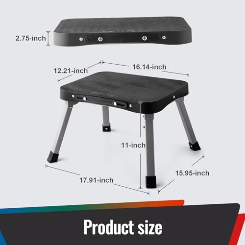 11" Folding Step Stool, Non-Slip 16x12 Large Platform, No Assembly - size: 11 inch