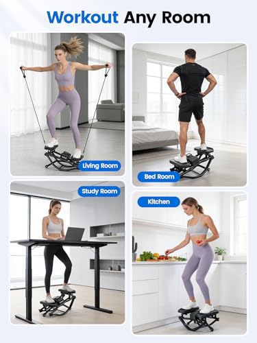 Yagud Rock Stepper for Exercise at Home, Portable Rock Stepper Side to Side with Resitance Bands,Full Body Workout Stepper Exercise Machine Low-Impact Knee-Friendly for Office
