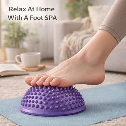 Foot Massage Ball, Inflatable Half Yoga Balls Massage Point Exercises Trainer Fitness for Kids Adults Sports Foot Massages