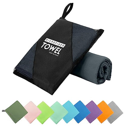 Microfiber Travel Towel, Soft Lightweight Quick Dry Towel, Super Absorbent Compact Travel & Sports & Beach Towels for Camping, Backpack, Gym, Swimming, Yoga, Hiking (XS:12"×24" -Dark Gray)