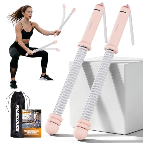 Portable Ropeless Battle Ropes, Adjustable Weights Cordless Battle Ropes for Home Gym with Storage Bag, Weighted Exercise Equipment for Low-Impact Workout, Strength & HIIT, for Men & Women (Pink) - color: Pink
