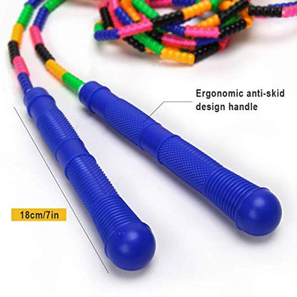 Coolrunner 16 FT Long Jump Rope(2 PACK), Double Dutch Jump Ropes, Soft Beaded Skipping for Kids Adults, Plastic Segmented Long Enough for 4-5 Jumpers - color: Blue