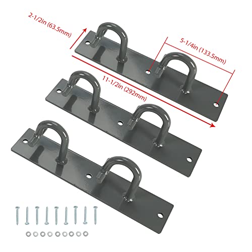HECASA Workout Wall Mount Anchor, Resistance Band Wall Anchor, Fitness Ceiling Hook for Home Gym, Body Weight Straps, Suspension Strength Trainings 3 Sets