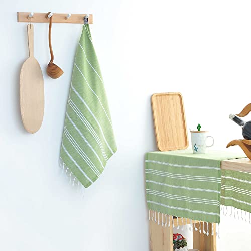 Cacala 100% Turkish Cotton Kitchen Tea Towels, Highly Absorbent Luxury Soft Quick Drying Dish Towel with Hanging Loop for Gym, Yoga, Bath, Sports, Cleaning and Kitchen (23 x 36), Olive - color: Olive Green