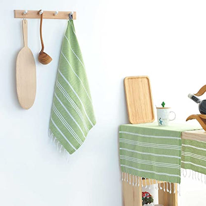 Cacala 100% Turkish Cotton Kitchen Tea Towels, Highly Absorbent Luxury Soft Quick Drying Dish Towel with Hanging Loop for Gym, Yoga, Bath, Sports, Cleaning and Kitchen (23 x 36), Olive - color: Olive Green