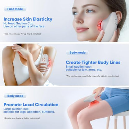 3-in-1 Body Sculpting Machine, 3-in-1 Electric Cellulite Massager-3 Modes Adjustable Body Sculpting Machine- Home Use Cupping Therapy Tool for Back, Belly, Waist, Arms, Legs - White
