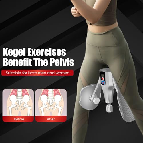Kegel Trainer, Multi-Function 132 lbs Resistance Pelvic Floor Exercise Devices with Thigh Straps, Handles, Resistance Bands and Jump Rope, Kegel Trainer Hip Leg Toner Inner Kegel Exerciser - color: Gray