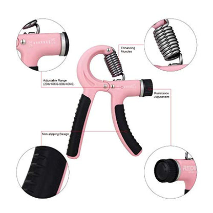 Grip Strength Trainer-2 Pack Hand Grip Strengthener Adjustable Resistance Range 20-90 lbs Non-Slip Hand Grip, Hand Gripper Exerciser, Wrist Strengthener for Forearm Grip Workout