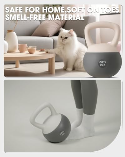 PAETA Soft Kettlebell for Home Fitness – Anti-Slip Grip & Wide Handle Design,Soft Kettlebell Set, Gentle Floor-Friendly Impact – 10lbs, 15lbs, 20lbs, for Home Functional Training - color: 20lbs White