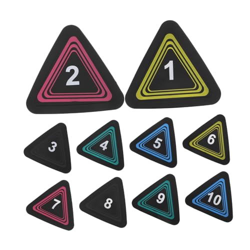 10pcs Triangle Number Spot Markers for Basketball Soccer Training, Non-Slip TPE Material with Rounded Edges, 360° Visual Recognition Low-Profile Field Cones for Agility Drills