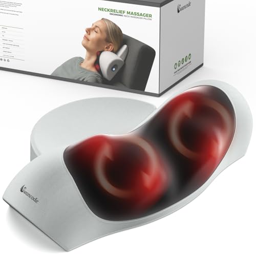 Upgraded 3-in-1 Neck Massager Pillow with Heat, Portable Cordless Neck Massager for Pain Relief Deep Tissue, Rechargeable Pillow Massager for Neck & Shoulder Relaxation (Gray)