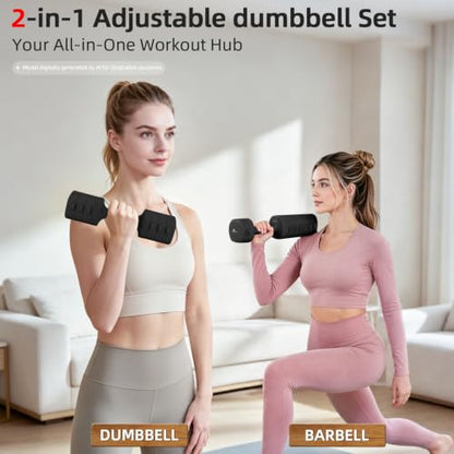 Abahub 2 in 1 Kettlebell & Dumbbell Set, Adjustable Dumbbell for Home Gym - color: Black