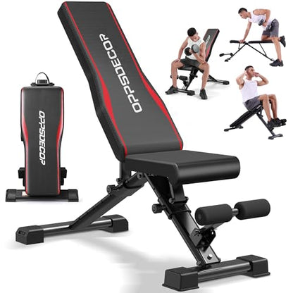OPPSDECOR Adjustable Weight Bench, 900LBS Incline/Decline/Flat Fitness Bench with Quick Folding & Setup, Strength Training Bench Press for Home Gym Full Body Workout
