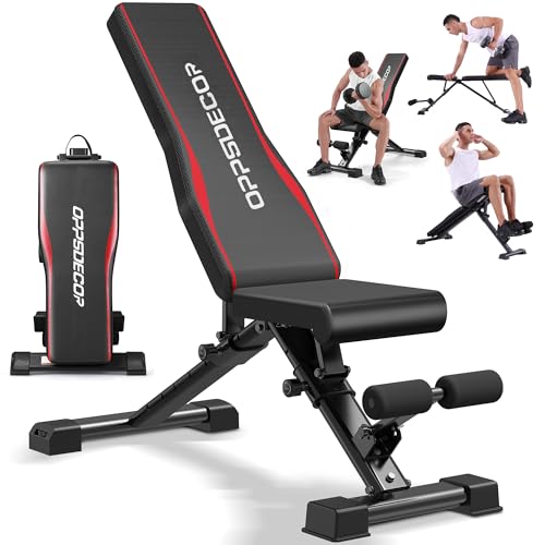 OPPSDECOR Adjustable Weight Bench, 900LBS Incline/Decline/Flat Fitness Bench with Quick Folding & Setup, Strength Training Bench Press for Home Gym Full Body Workout