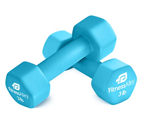 Neoprene Coated Workout Dumbbells set of 2 – Anti Roll, Non Slip with Smooth Grip Fitness & Exercise Dumbbells – Hexagon Shaped Hand Weights for Women & Men – Best Choice for Gyms & home use - color: 03 lb - Light Blue