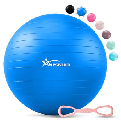 Exercise Ball - Anti-Burst Yoga Ball for Pilates, Pregnancy & Core Stability - Ergonomic Office Desk Ball Chair & Physical Therapy Equipment, Quick Pump Included