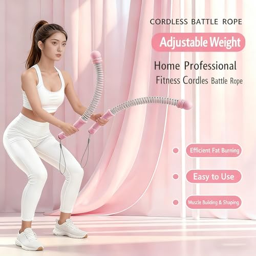 Adjustable Weight Ropeless Battle Ropes – Quiet, Beginner-Friendly Home Gym System for Men & Women, Portable Training Equipment for Strength, HIIT & Full-Body Workouts (Black)