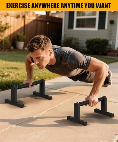 Push Up Bars, Heavey Duty Parallettes Dip Bar with Non-slip Grips for Calisthenics Planche L Sit Handstand Fitness Floor Workout, Pushup Station Handles Stand for Gym Strength Training