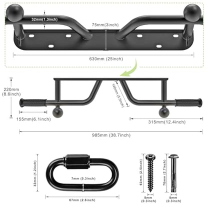 SELEWARE Heavy Duty Welded Pull Up Bar Wall/Joist/Ceiling Mount Chin Up Bar - color: C2: Black Wall Mount Pull Up Bar