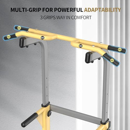 Z ZHICHI Pull-Up Dip Station Pull-Up Chin-Up Weight Capacity 350LBS - color: yellow