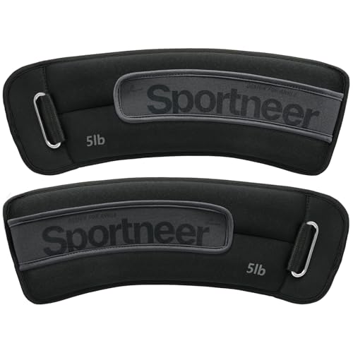 Sportneer Ankle Weights 0.5/1/2/3/5 LBS 1 Pair Wrist Leg Arm Weights - color: Black, size: 5 lb x 2