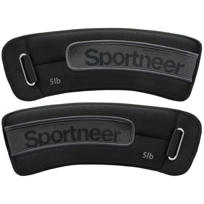 Sportneer Ankle Weights 0.5/1/2/3/5 LBS 1 Pair Wrist Leg Arm Weights - color: Black, size: 5 lb x 2
