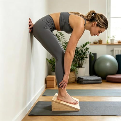 Calf Stretch Board - Adjustable Wooden Slant Board, Multifunction Foot Stretch Trainer | Incline Calf Stretcher for Ankle Mobility Support Balance Fitness Training Yoga Pilates Home Gym Use