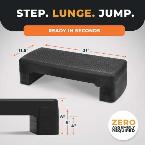 BalanceFrom 31-inch Aerobic Step Platform Trainer with 3 Adjustable Risers - color: Black