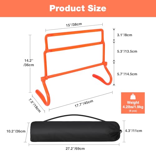 Adjustable Agility Hurdles,4 Height Speed Training Hurdles, Portable Speed Training Equipment with Carry Bag for for Athletes,Kids,Soccer,Basketball