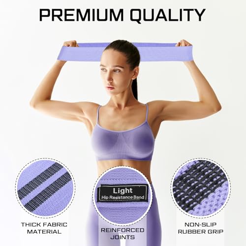 12 Pcs Fabric Resistance Bands for Working Out Non-Slip Booty Exercise Loop Bands for Women Men Glutes Hip Thigh Butt Yoga Pilates Fitness Gym, Light Medium Heavy