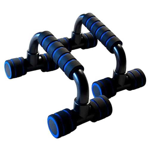 Perfect Push Up Handles for Floor 1 Pair | Home Workout Equipment for Men | Pushup Bar | Calisthenics Parallettes | Handstand Bars | Home Fitness Portable Workout Equipment | Strength Training | Gym Equipment for Home Gym Essentials - color: Blue-Black