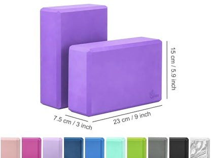 EXERZ Yoga Blocks 2 pack, Gym Blocks, Exercise Workout Fitness Bricks, Pilates Stretch Handstand Non-Slip - color: Purple