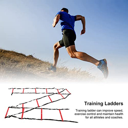 7M 14 Rung Fixed Agility Speed Ladder, Training Ladder for Soccer Football Fitness, Adjustable Length PP Agility Ladder with Angle Marks for Athletes and Coaches - color: Red
