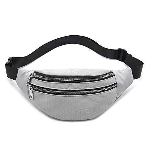 MOCE Waist Bag Fanny Pack for Men & Women Fashion Water Resistant Hip Bum Bag with Adjustable Belt for Travel Hiking Running Outdoor Sports.(Silver Gray01) - color: Silver gray