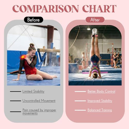 Gymnastics Training Equipment Set for Kids & Beginners, Shoulder Trainer with Adjustable Ankle Straps for Tumbling, Cheerleading, Dance, Handstand & Flexibility Training - color: Pink