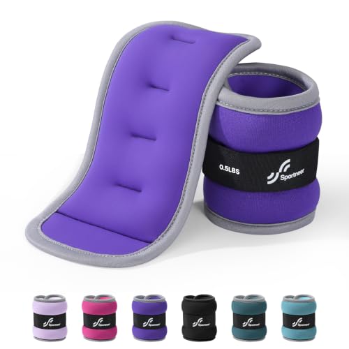 Sportneer Ankle Wrist Weights for Women Men Pair of 1/2/4/6/10 LBS Options - color: Purple, size: 0.5 lbs x 2