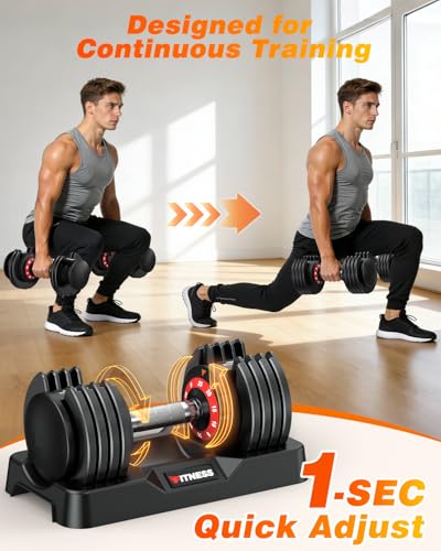 Rendpas Adjustable Dumbbells Set of 2, 5-in-1/10-in-1/16-in-1 Quick-Lock Hand Weights 25/55/80 lbs Pair, Anti-Slip Handle Free Weights Set for Home Gym Strength Training for Men Women