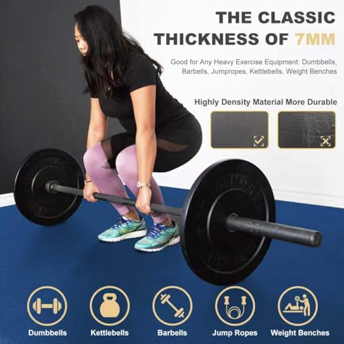 GXMMAT Extra Large Exercise Mat 16'x6'/12'x6'/10'x6'/8'x6'(7mm) - color: Navy Blue, size: 6*10 FT