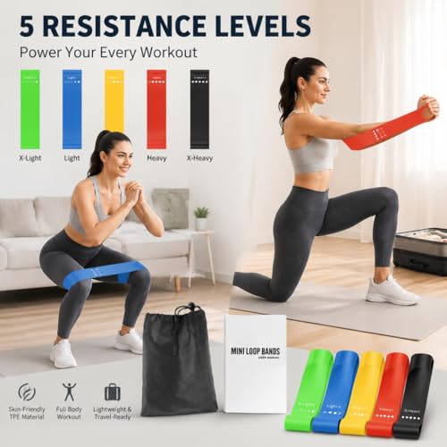 TPE Resistance Bands Set – Multi-Level Workout Bands for Glutes, Squats, Warm-Up, Yoga, Home Fitness – Durable Thick Exercise Loop Bands for Women & Men, Non-Slip Booty Bands