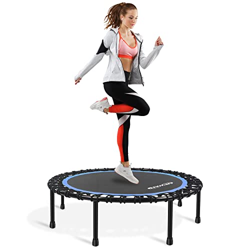 Newan 40"-48" Silent Mini Trampoline Fitness Trampoline Bungee Rebounder Jumping Cardio Trainer Workout for Adults-Max Limit 330lbs