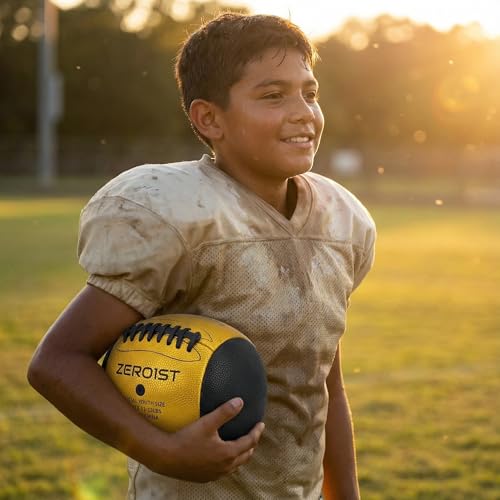 PassCatch Training Football for Youth&Kids(Ages 5-14),Fatherless Bounce Back Size 7 Football Practice Equipment,Solo Passing Catching Training Hand-Eye Coordination (Deflated)