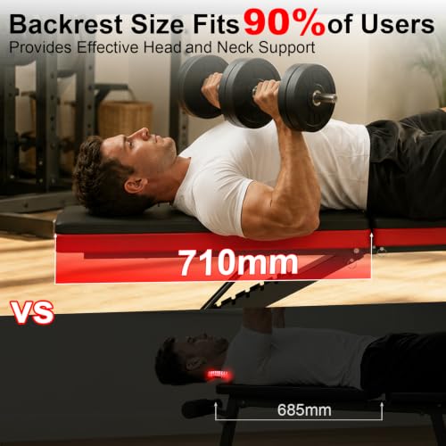 FitinOne Adjustable Folding Weight Bench for Home Gym, 660 lbs Capacity Multi-Functional Workout Bench Sturdy Durable for Full Body - color: Black-Red