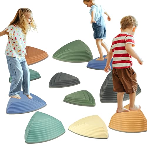 Gentle Monster Stepping Stones for Kids, Set of 6/8/11 PCS for Balance with Non-Slip Bottom - Exercise Coordination and Stability(11PCS Morandi) - color: 11 pcs Upgrade