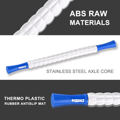 Muscle Roller Massage Roller Stick- Deep Tissue Fascia Blaster for Myofascial Pain Relief, Lymphatic Drainage & Body Sculpting, Handheld Physical Therapy & Recovery Tool (Blue White) - color: Blue White